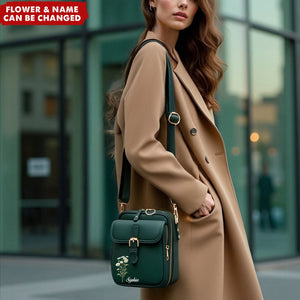 Personalized Birthday Flower Anti-Theft Purse Crossbody Leather Bag