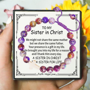 To My Sister in Christ - Christian Cross Bracelet for Teens & Women