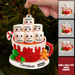 Marshmallow Christmas Hot Cocoa Couple New Married Family - Personalized Shaped Acrylic Ornament