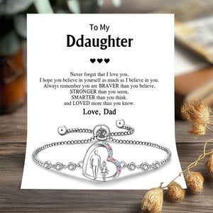 Dad To Daughter - Never Forget That I Love You Hand In Hand Heart Charm Bracelet
