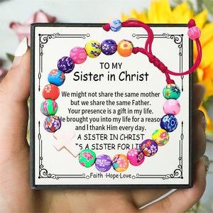 To My Sister in Christ - Colorful Clay Beads Easter Bracelet
