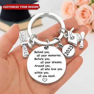 Graduation 2025 Diploma And Mortar Board Personalized Keychain