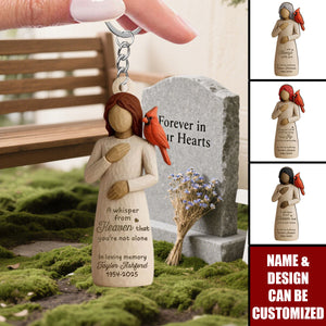 Always With You Cardinal & Woman Personalized Acrylic Keychain, Memorial Sympathy Gift