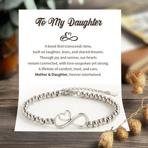 To My Daughter/Mom - Through Joy And Sorrow Our Hearts Remain Connected - Heart Bracelet