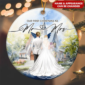 Our First Christmas As Mr Mrs - Personalized Ceramic Ornament