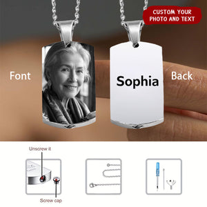 Custom Engraved Personalized Dog Tag Pendant Urn Necklace Engraving Stainless Steel Ashes Memorial Keepsake Cremation Jewelry Funnel Kit