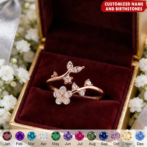 Pearl Sakura Rings Adjustable Delicate - Personalized Birthstone Ring