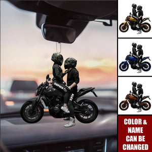 Motorbike Couple Car Decor - Personalized Acrylic Car Ornament - Gift For Couple