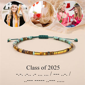 A New Chapter - Inspirational Morse code Natural Bead Wrap Bracelets