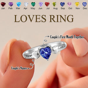 Custom Birthstone First Day Together Personalized Promise Ring, Gift For Couple