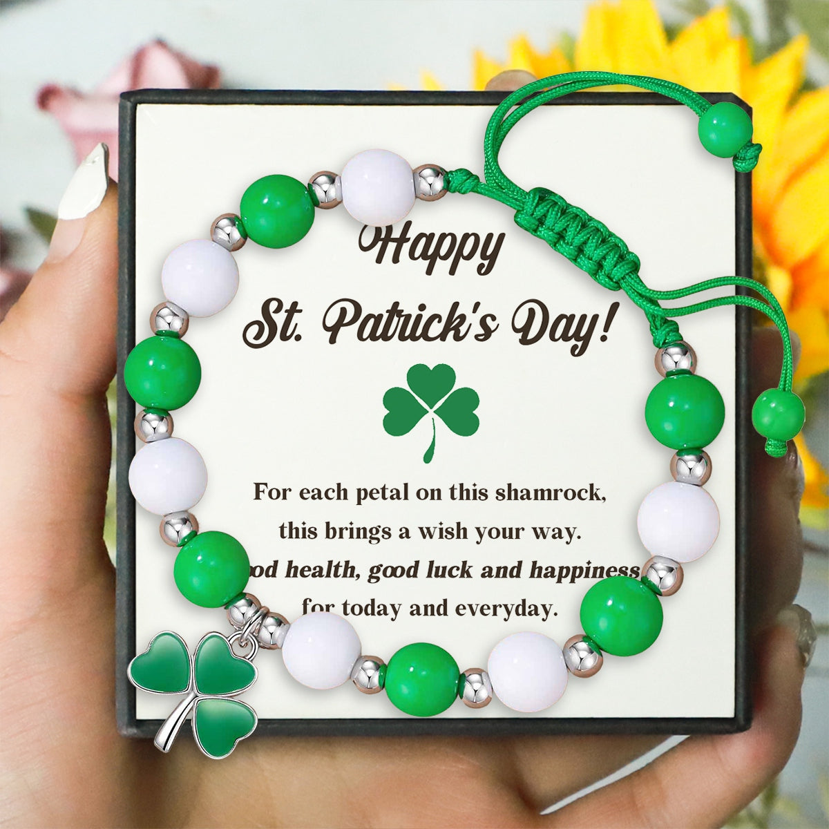 To Daughter - Happy St. Patrick's Day Shamrock Brings A Wish Your Way Bracelet