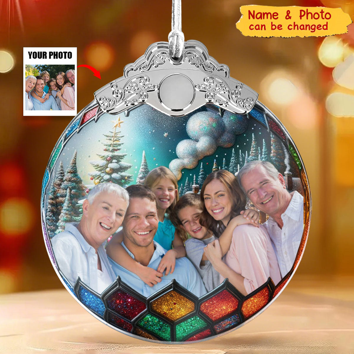 Custom Photo Christmas Globe Ball - Personalized Photo Ornament