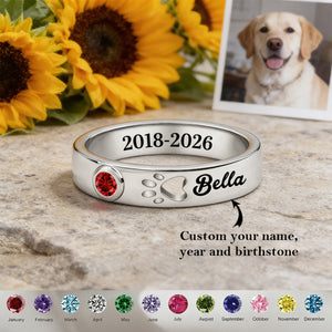 In Loving Memory of My Furry Friend - Personalized Birthstone Ring
