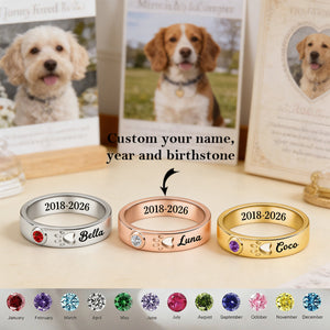 In Loving Memory of My Furry Friend - Personalized Birthstone Ring