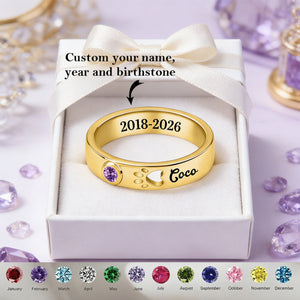 In Loving Memory of My Furry Friend - Personalized Birthstone Ring
