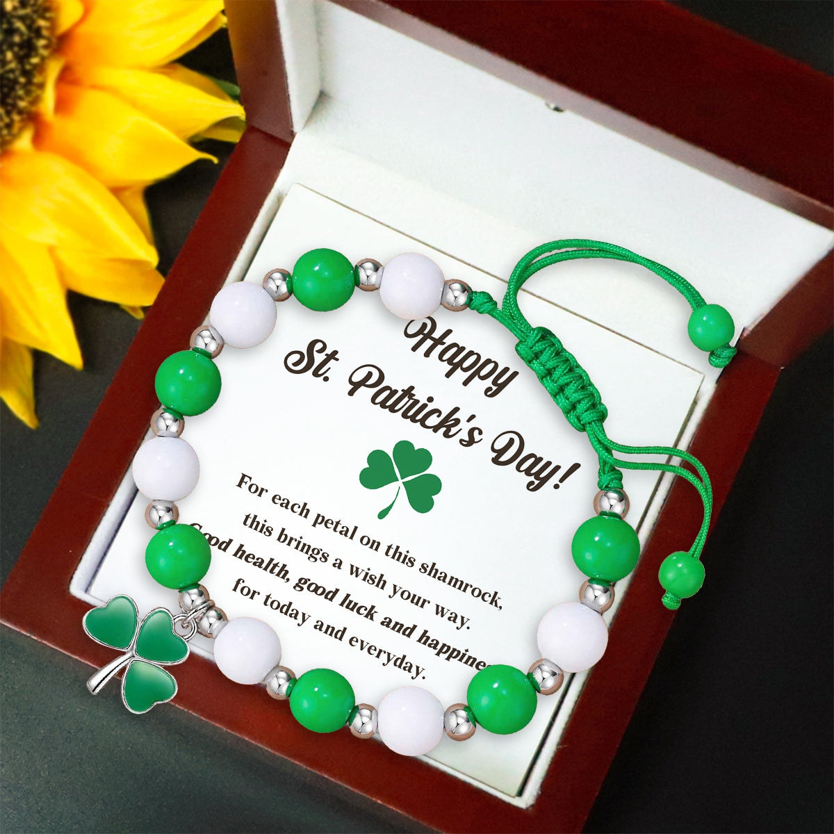 To Daughter - Happy St. Patrick's Day Shamrock Brings A Wish Your Way Bracelet
