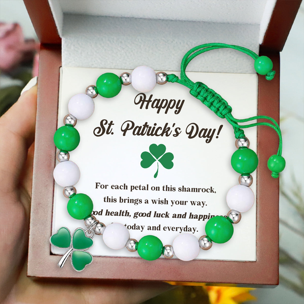 To Daughter - Happy St. Patrick's Day Shamrock Brings A Wish Your Way Bracelet