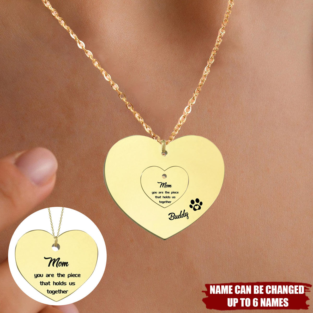 You Are The Piece That Holds Us Together - Personalized Mother Matching Pendant Necklace