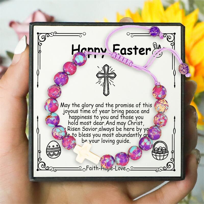 Adjustable Cross Beads Bracelet - Easter Basket Stuffers for Girls & Boys