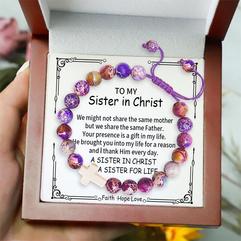 To My Sister in Christ - Christian Cross Bracelet for Teens & Women
