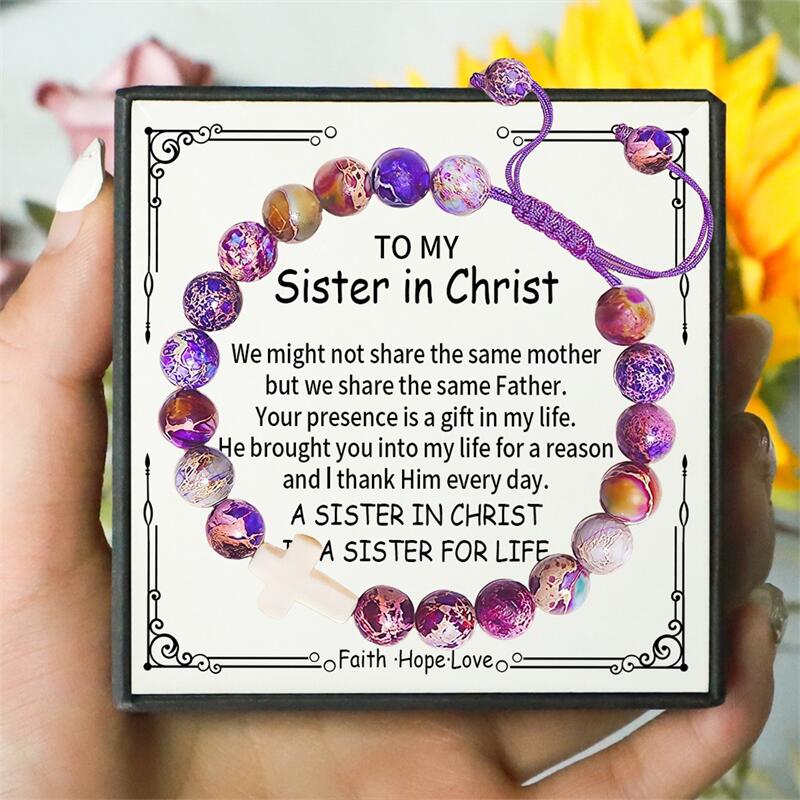 To My Sister in Christ - Christian Cross Bracelet for Teens & Women
