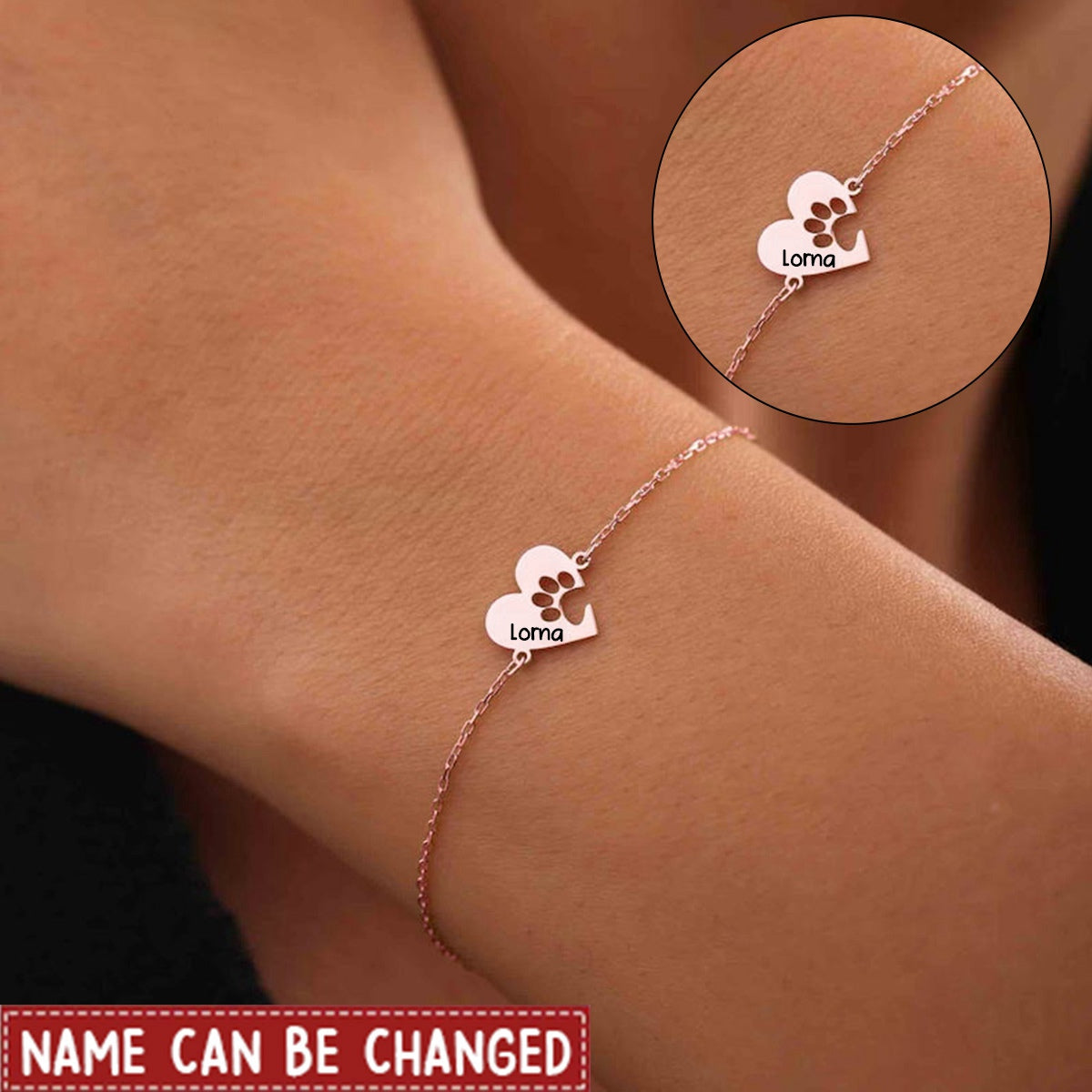 Heart Shaped Paw Personalized Bracelet