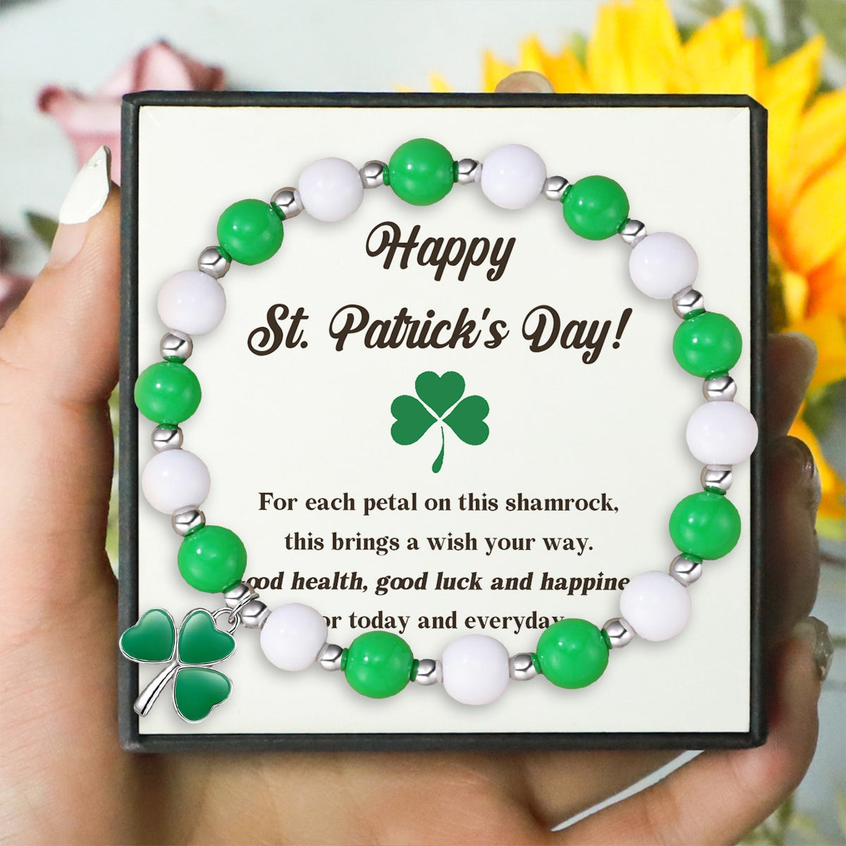 To Daughter - Happy St. Patrick's Day Shamrock Brings A Wish Your Way Bracelet