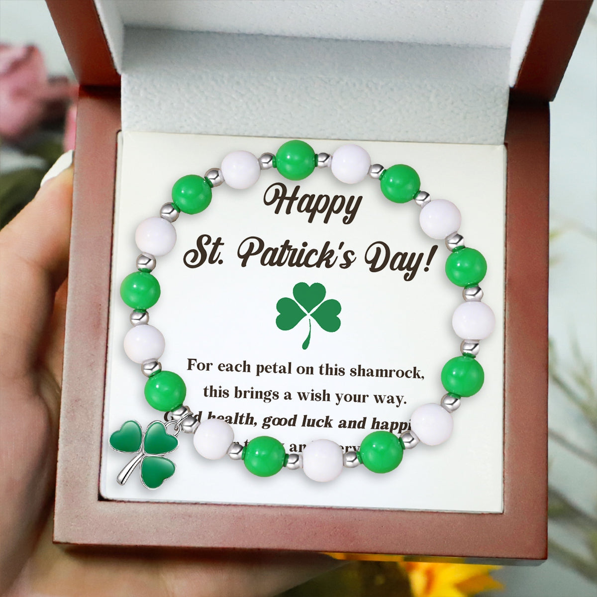 To Daughter - Happy St. Patrick's Day Shamrock Brings A Wish Your Way Bracelet