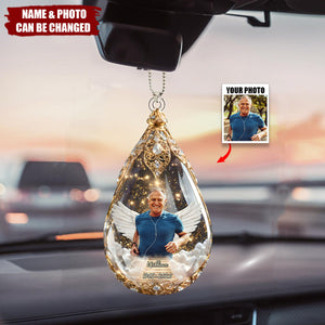 Custom Photo Car Ornament - Personalized Christmas Memorial Sympathy Gifts For Loss Of Mom, Dad