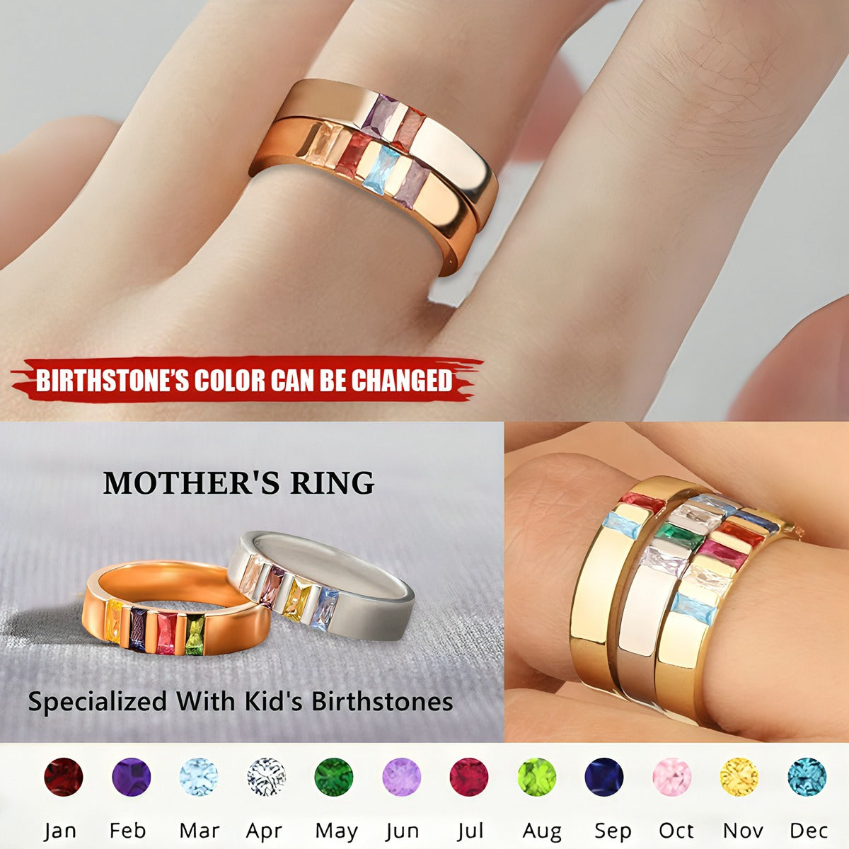 Custom Birthstone Family Elegant Ring