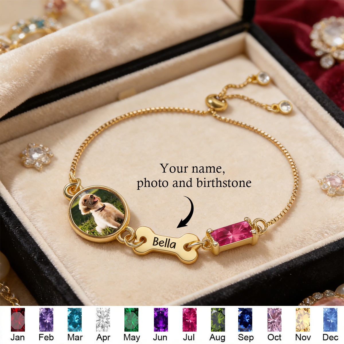 Pet Memorial  - Personalised Birthstone Bracelet