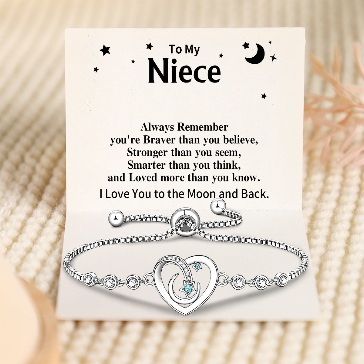 To My Niece - I Love You to the Moon and Back Bracelet