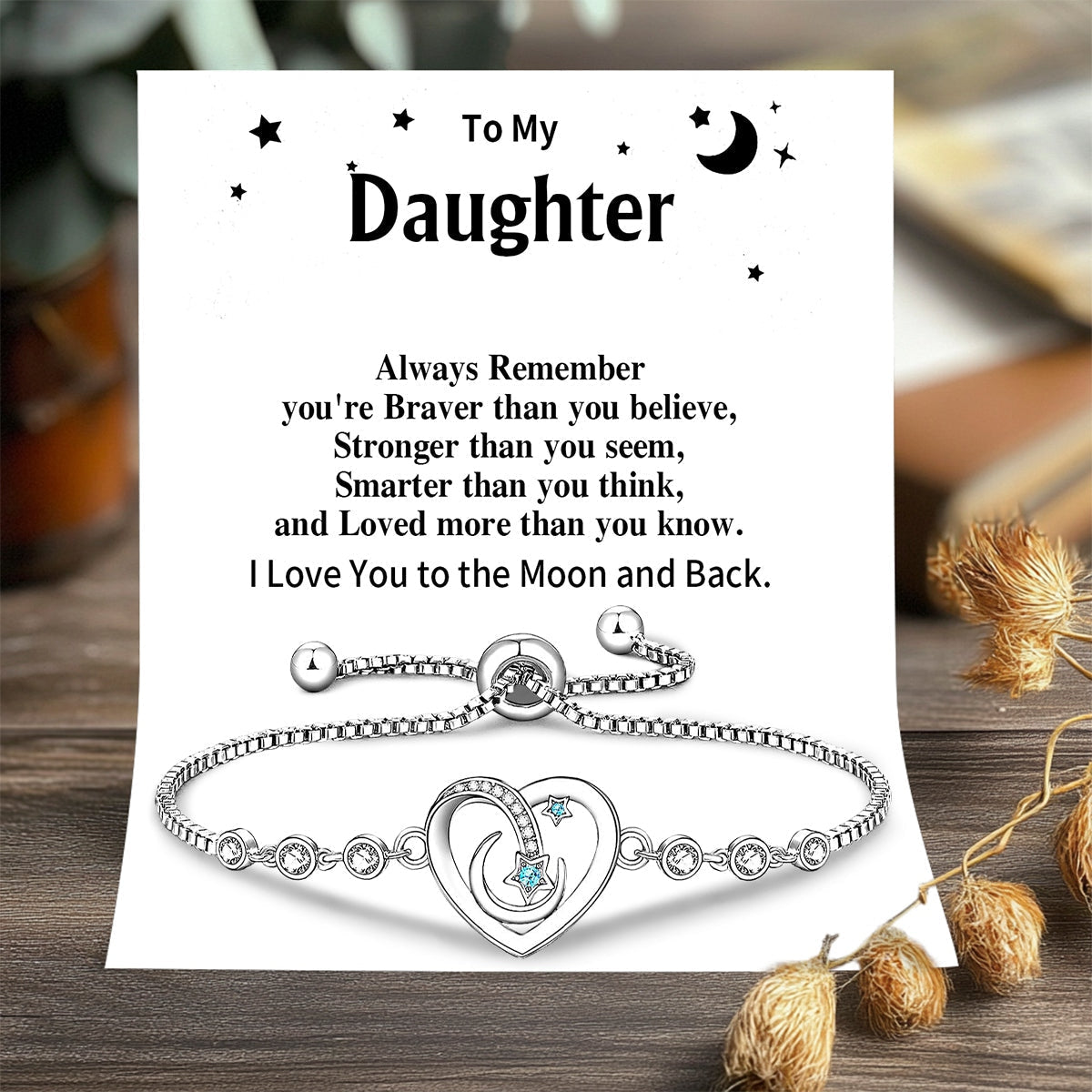 To My Daughter - I Love You to the Moon and Back Bracelet