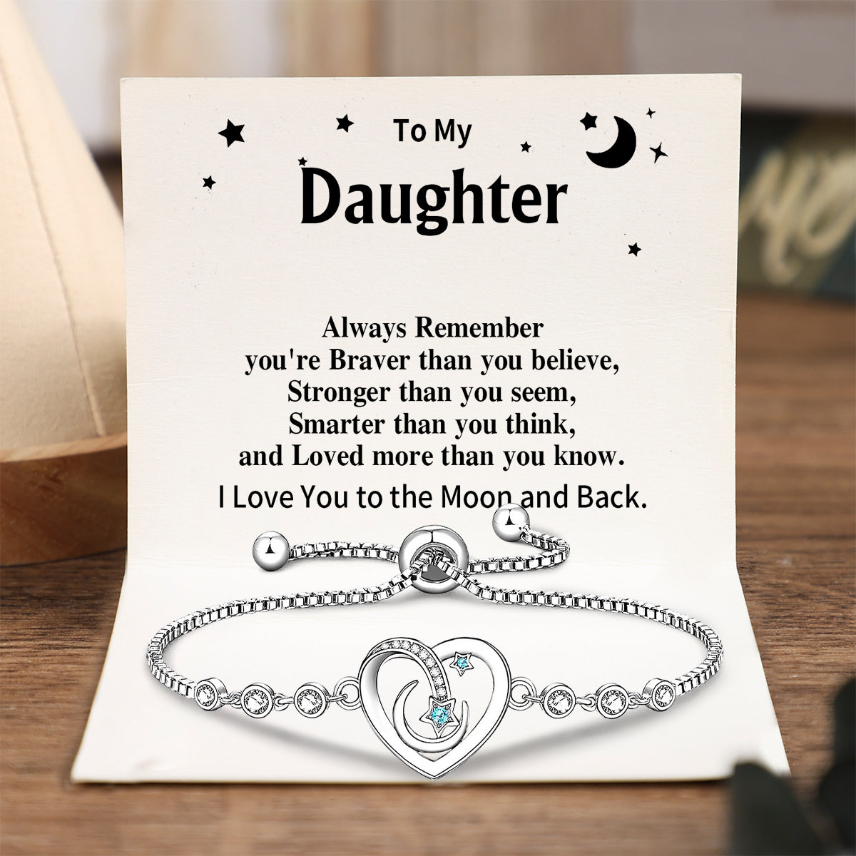 To My Daughter - I Love You to the Moon and Back Bracelet