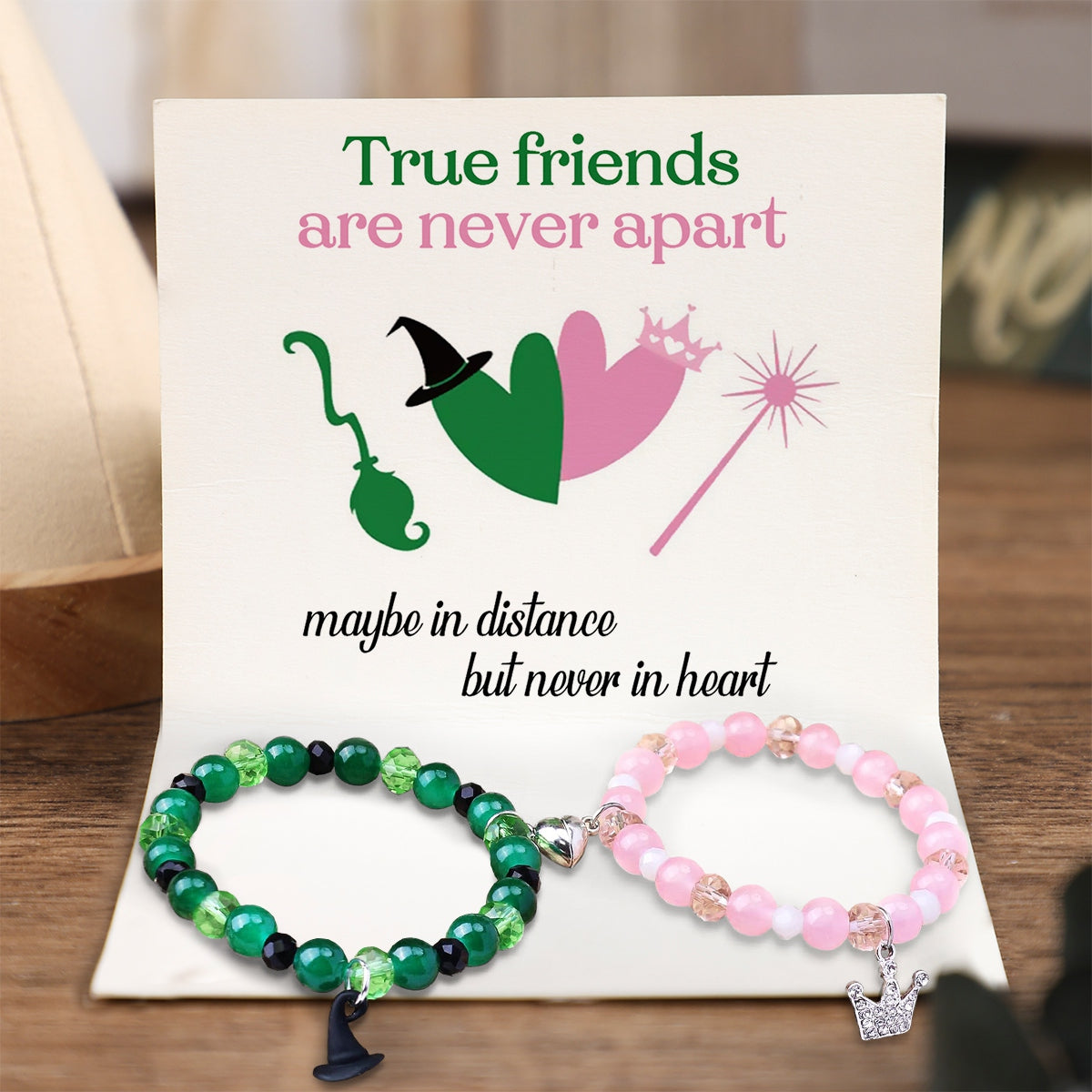 To Friend - True Friends Are Never Apart - Crown Hat Matching Bracelets
