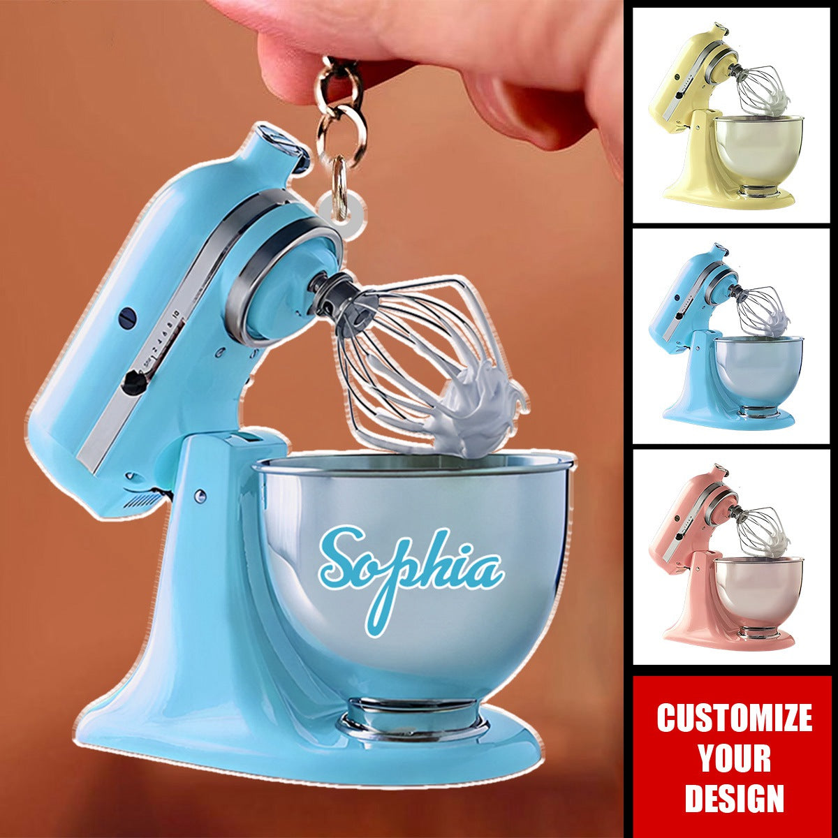 Personalized Baking Mixer Lights Keychain, Baker Gifts