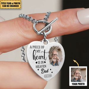 A Piece Of My Heart Is In Heaven - Personalized Photo Heart Bracelet