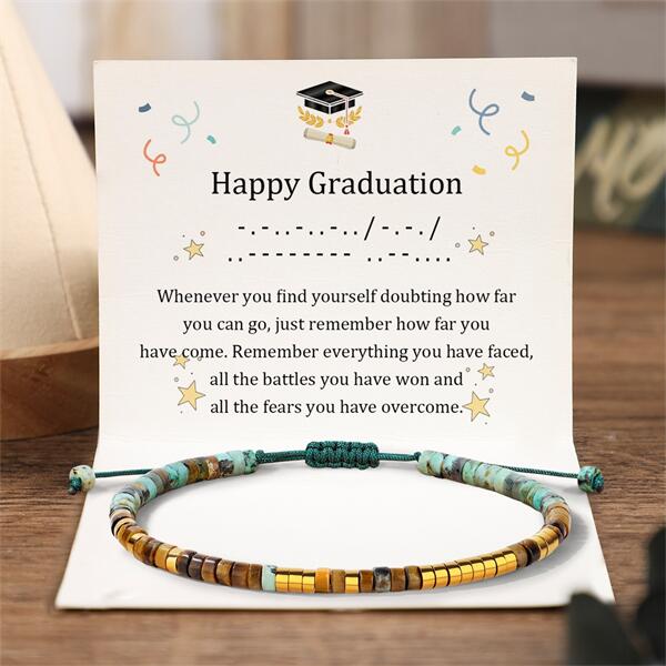 A New Chapter - Inspirational Morse code Natural Bead Wrap Bracelets