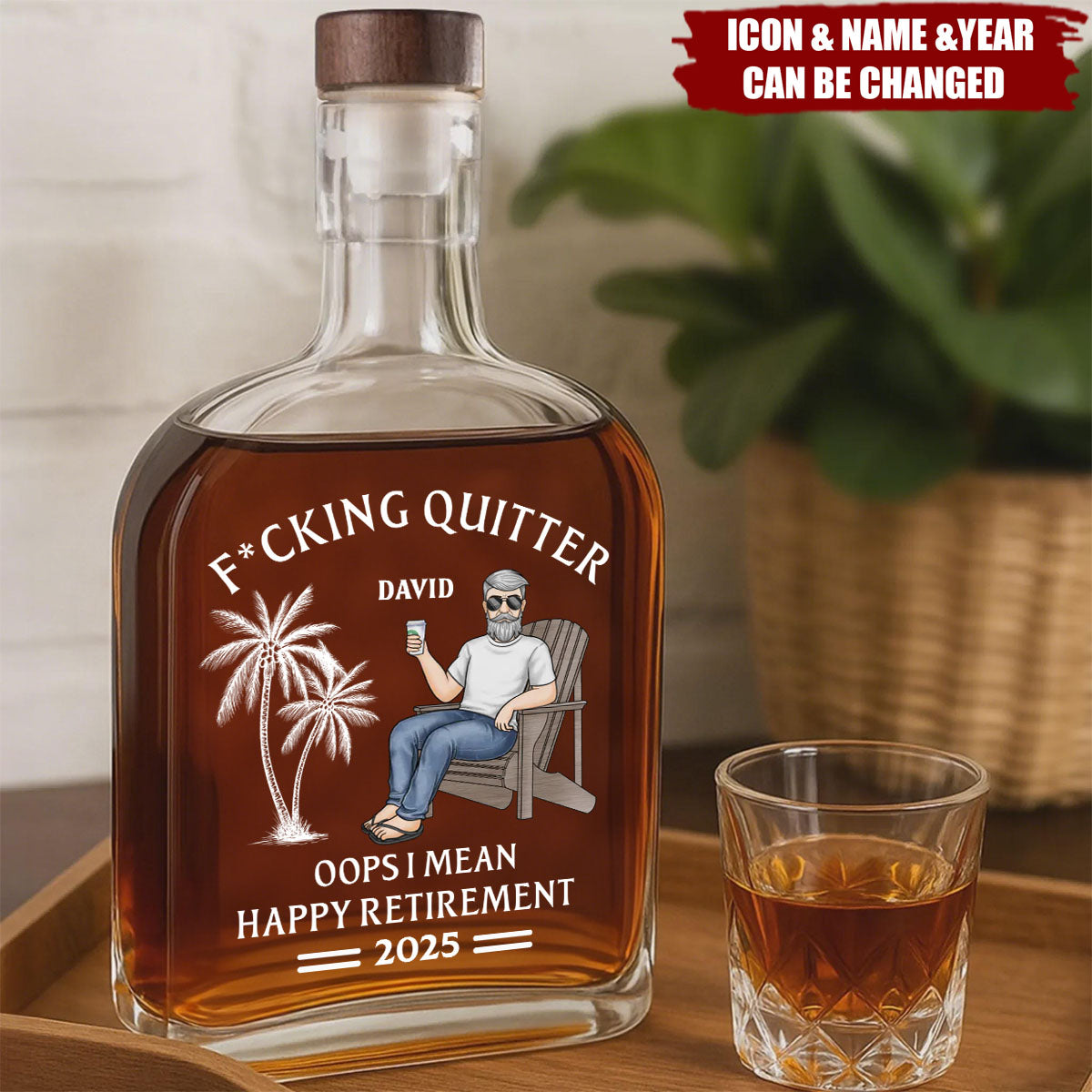 Officially Done - Coworker Personalized Whiskey Bottle - Appreciation, Retirement Gift