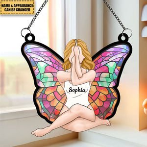Girl Butterfly - Personalized Window Hanging Suncatcher Ornament