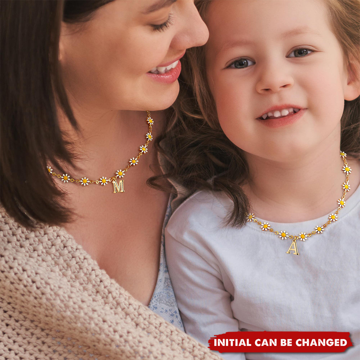 Daisy Flower Gold Letter Charm Personalized Initial Necklace