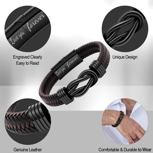 To the One You Love - You're Braver Than You Believe - Men Braided Leather Bracelet