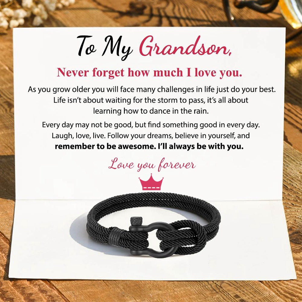 To My Grandson, I Will Always Be With You Nautical Bracelet