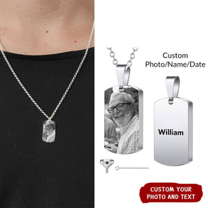 Custom Engraved Personalized Dog Tag Pendant Urn Necklace Engraving Stainless Steel Ashes Memorial Keepsake Cremation Jewelry Funnel Kit