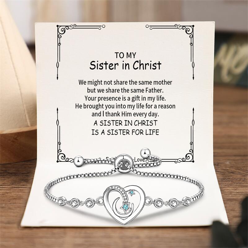 To My Sister in Christ - Love You to the Moon and Back Bracelet