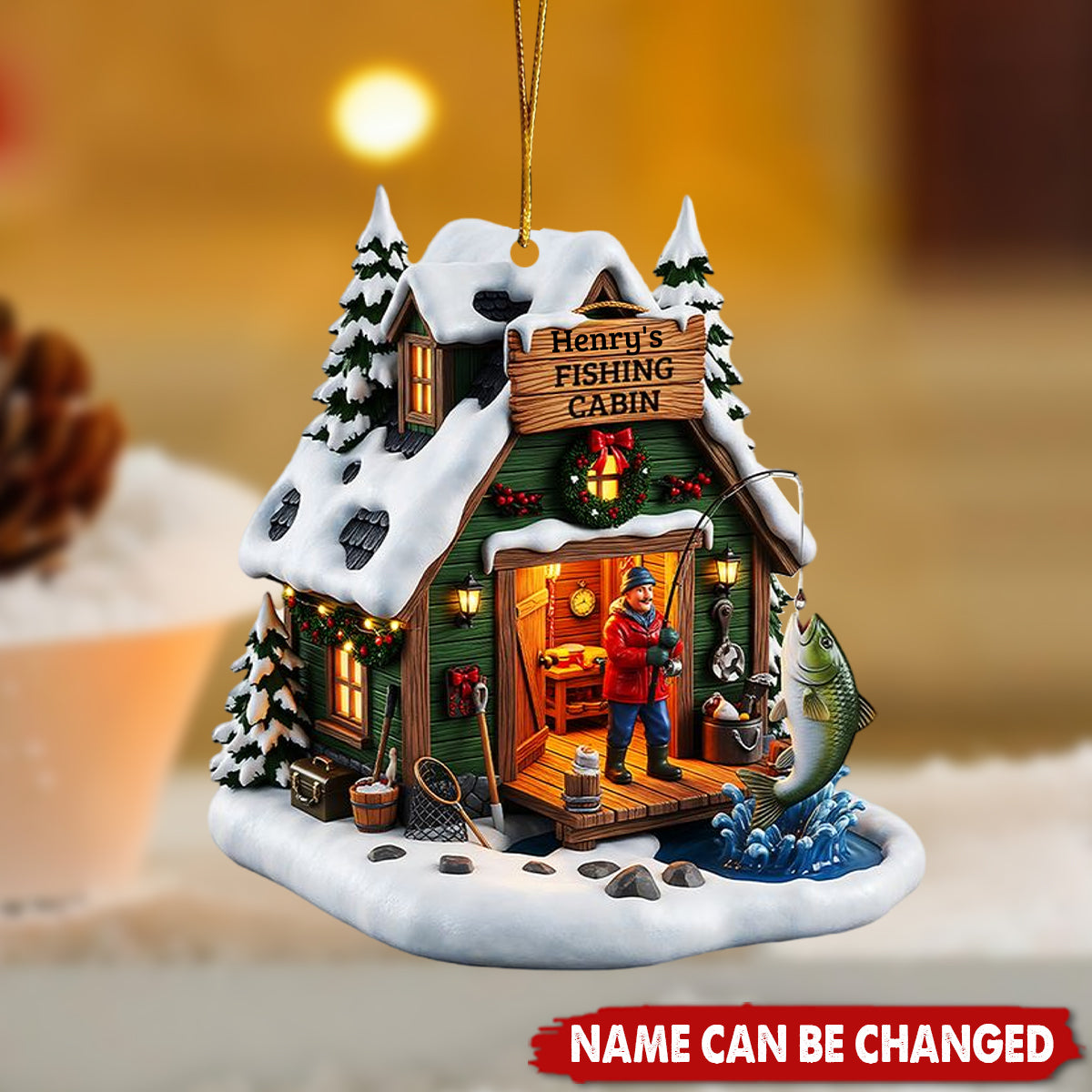 Fishing Man Ornament - Personalized Gifts For Fishing Lovers