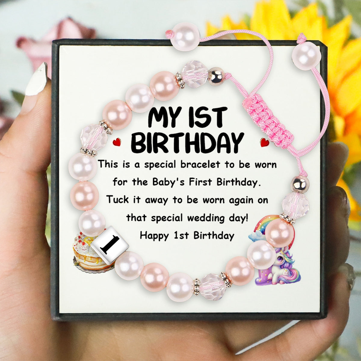 To Daughter - To A Sweet Girl on Her Birthday - Adjustable Stone Pearl Bracelet