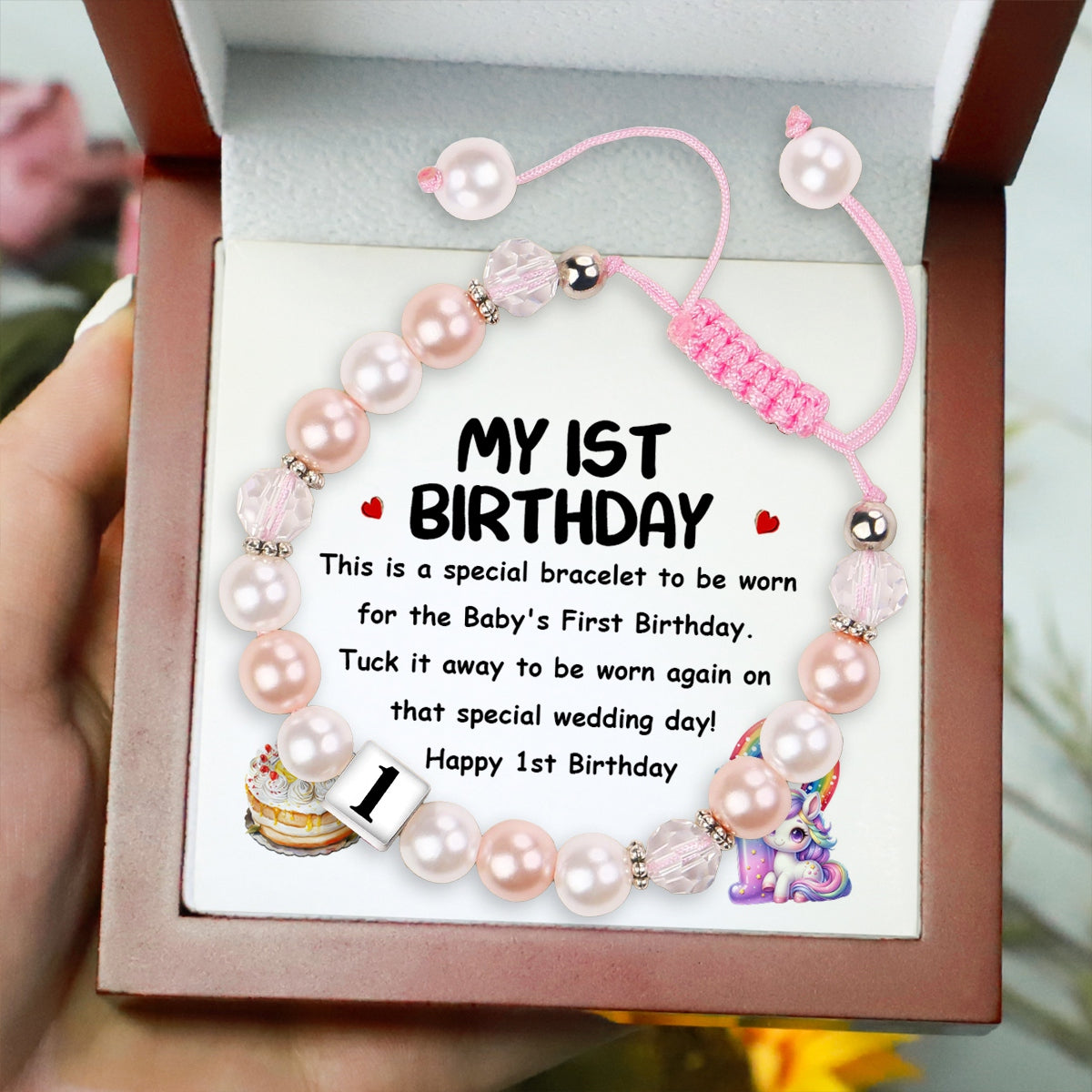 To Daughter - To A Sweet Girl on Her Birthday - Adjustable Stone Pearl Bracelet