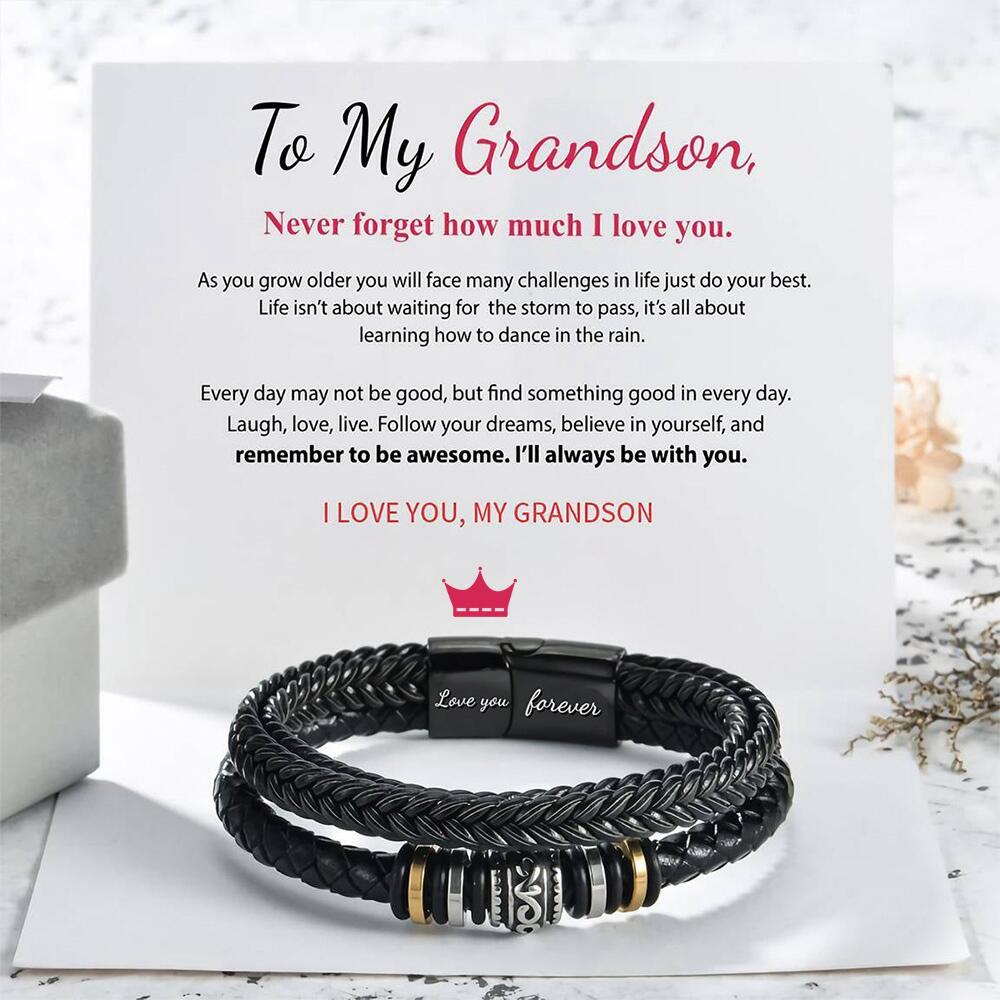 For Grandson - I Will Always Be With You - Double Row Bracelet