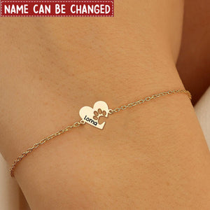 Heart Shaped Paw Personalized Bracelet